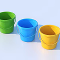 Green Small Bucket With Handle For Daily Household Use On White Background