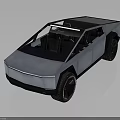 Futuristic Silver Electric Pickup Truck With Open Cabin And Large Wheels