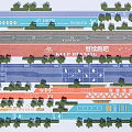 Park Landscape Planning With Running Track Bicycle Lane Colorful Areas And Green Trees