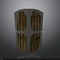 Medieval Shield With Wooden Panels Stone Frame And Cross Decorative Pattern