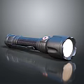 Black Tactical Flashlight With Bright LED Light And Durable Rubber Grip Design 3d model