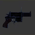 Revolver Weapon With Wooden Grip Black Metal Barrel Trigger And Classic Design