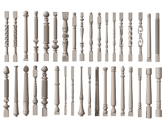 European-style Railing Guardrail Post 3d model