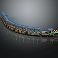 Electric Toy Train With Multiple Carriages Detailed Blue Roofs And Colorful Design For Kids Play