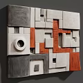 Modern 3D Geometric Wall Decor with Gray White Brown Blocks and Abstract Design 3d model