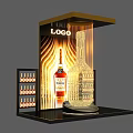 Whisky Display Stand With 100 LOGO Decorative Light Outline And Small Storage Shelf