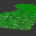 Birds Flying Over Detailed Urban Model in Aerial View with Parks and Buildings