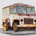 Old Rusty VANS Truck with Worn Out Body and Vintage Exterior