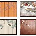 New Chinese background wall background wall decoration partition 3d model