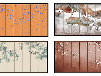 New Chinese background wall background wall decoration partition 3d model
