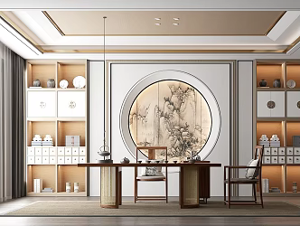 New Chinese Tea Room Tea Table 3d model