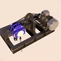 Mechanical Device With Black Base Silver And Blue Components And Chain