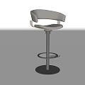 Modern Light Gray Bar Stool With Armrests And Black Swivel Base 3d model