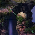 Cartoon Scene of Green Rock Platform With Circular Yin Yang Stone Slab on Top