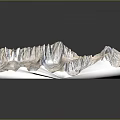Detailed Snowy Mountain Terrain Model With Scenic Lakes And White Peaks
