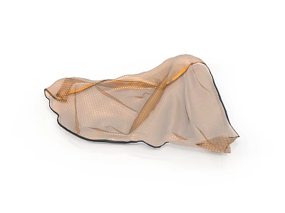 Light Brown Hair and Organ Sample with Golden Mesh Structure and Black Edges 3d model