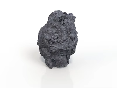 Natural Black Decorative Stone With Rough Textured Surface On White Background 3d model