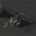 3D Fantasy Mechanical Dragon Creature with Glowing Blue Eyes and Intricate Wing Patterns