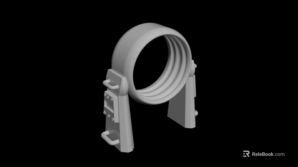 Gray Industrial Ring Bracket With Circular Structure Supporting Legs And Fastening Parts 3d model 