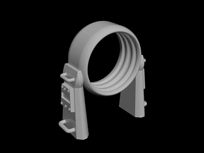 Gray Industrial Ring Bracket With Circular Structure Supporting Legs And Fastening Parts 3d model