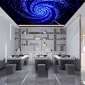 Elegant Modern Beauty Hair Salon Interior With Arched Mirrors Golden Chairs And Lighting Fixtures