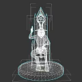 Dark Fantasy Character Seated On Ornate Throne With Glowing Red Symbol And Weapon