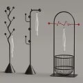 Modern Black Coat Racks With Branch Shaped Arched Designs And Wire Baskets