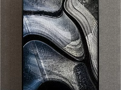 Abstract Painting With Fluid Black White Gray Lines And Dynamic Textured Patterns 3d model