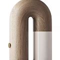 Modern Wooden Table Lamp With Light Oak Curved Design And White Base Gold Detail