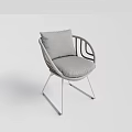 Modern Dining Chair With Grey Cushion Wicker Design And Metal Frame