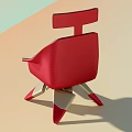 Red And Black Leather Office Chair With Headrest And Metal Geometric Base