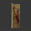 Vintage Wooden Doors With Carved Patterns And Open Door Showing Bloodstains