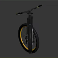 Black Mountain Bike With Yellow Rims Modern Frame Large Tires And Front Suspension