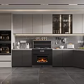 Modern Kitchen Interior With Gray Cabinets Built-in Ovens And Sleek Countertops