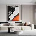 Modern three-seat sofa coffee table combination 3d model