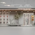 Designer Shop Window Display With Mannequin Clothing Potted Plants Modern Lighting And Decorative Stand