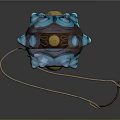 Turtle Shell Shaped Decorative Bag With Turquoise Ornaments Gold Details And Leather Strap