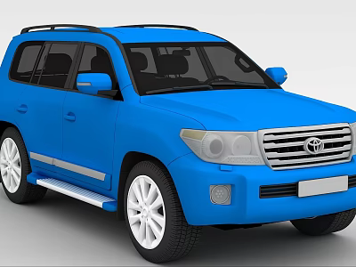 Blue Toyota Land Cruiser SUV With Roof Rack Silver Trim And Alloy Wheels 3d model