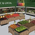 Fresh Organic Local Farmers Produce Display With Colorful Vegetables And Fruits In Market