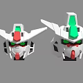 White Mecha Robot Head Models With Green Red Details And Angular Design 3d model
