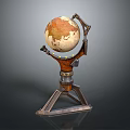 Decorative Ornament Set With Globe Design And Metal Tripod Stand Brown Beige Textured
