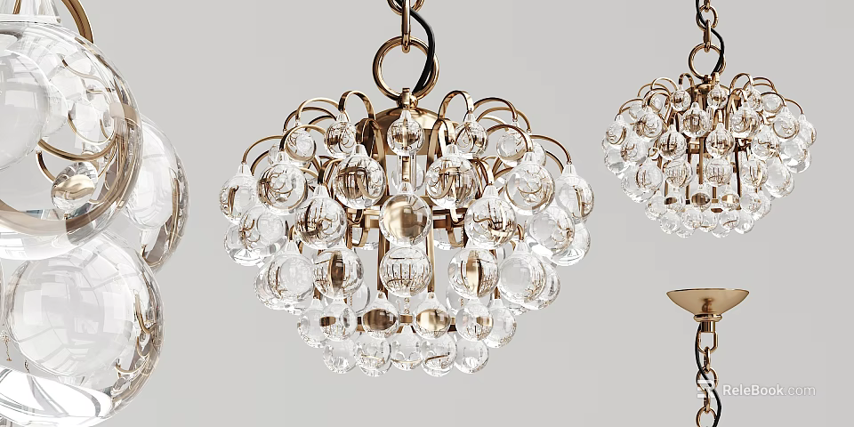 Crystal Chandelier with Metal Frame and Hanging Crystal Beads for Elegant Interior Decor 3d model 