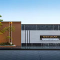 Harshan Living Park Modern Building Exterior Wall With Brown Gray Finish Green Plants And Waterfall