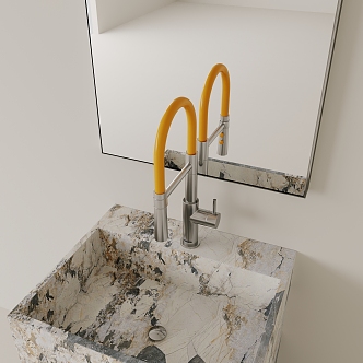 Stainless steel lemon yellow dopamine basin faucet 3d model