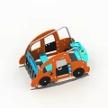 Orange Car Shaped Kids Playground Play Equipment With Blue Steering Wheel And Seats