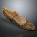 Women's Elegant Patterned Heels With Strappy Design And Embroidered Floral Details