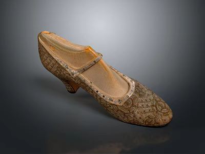 Women's Elegant Patterned Heels With Strappy Design And Embroidered Floral Details 3d model