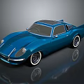 Blue Vintage Sports Car With Sleek Body Black Roof And White Wheels