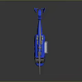 Shiny Blue Helicopter Model with Rotor and Metallic Fuselage on Dark Background