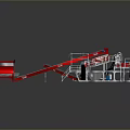 Industrial Machinery With Red And Silver Extended Arms And Mechanical Structure